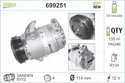 Compressore, Climatizzatore VALEO 699251