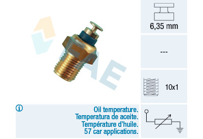 Sensor, temperatura del aceite