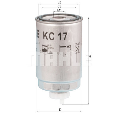 Filtro carburante MAHLE ORIGINAL KC 17D