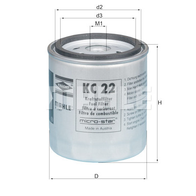 Filtro carburante MAHLE ORIGINAL KC 22