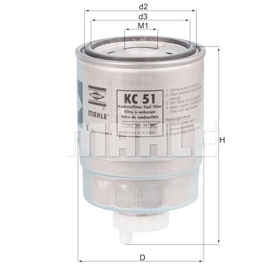 Filtro carburante MAHLE ORIGINAL KC 51