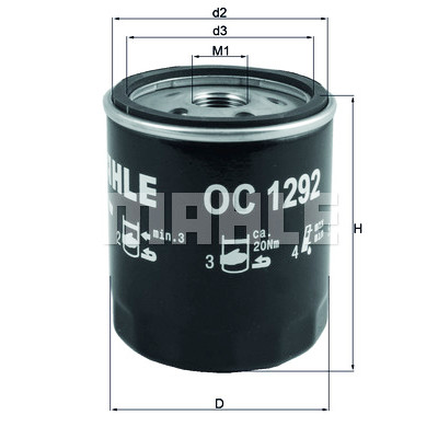 Filtro olio MAHLE ORIGINAL OC 1292