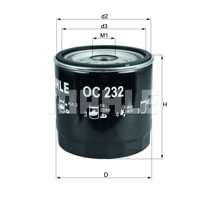 Filtro olio MAHLE ORIGINAL OC 232