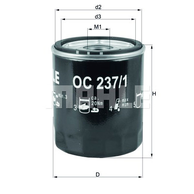 Filtro olio MAHLE ORIGINAL OC 237/1