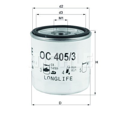 Filtro olio MAHLE ORIGINAL OC 405/3