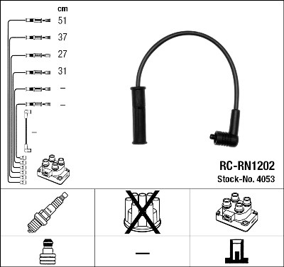 Set cavi di accensione NGK 4053