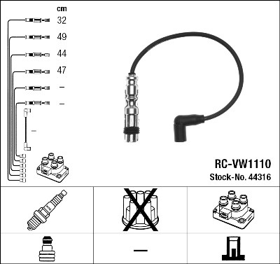 Set cavi di accensione NGK 44316