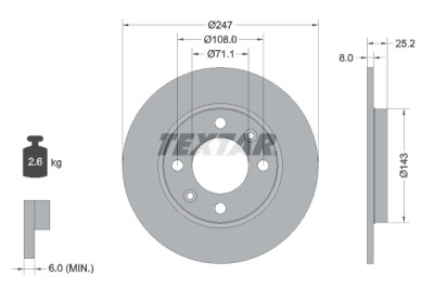 Kit freno, freno a disco BrakeBox, Kit pastiglie e dischi TEXTAR 89009700