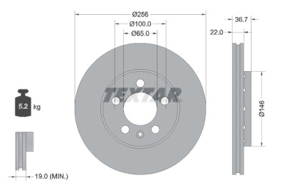 Kit freno, freno a disco BrakeBox, Kit pastiglie e dischi TEXTAR 89013500