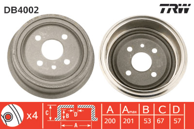 Set di (2) tamburi freno TRW DB4002