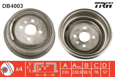 Set di (2) tamburi freno TRW DB4003