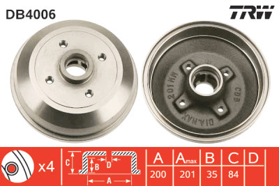 Set di (2) tamburi freno TRW DB4006
