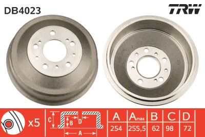 Set di (2) tamburi freno TRW DB4023