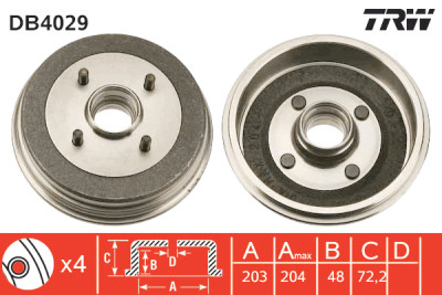 Set di (2) tamburi freno TRW DB4029