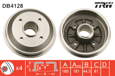 Set di (2) tamburi freno TRW DB4128