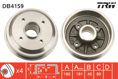 Set di (2) tamburi freno TRW DB4159