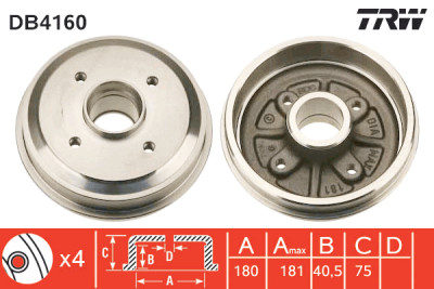 Set di (2) tamburi freno TRW DB4160
