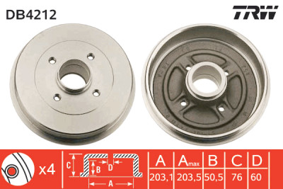 Set di (2) tamburi freno TRW DB4212