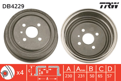 Set di (2) tamburi freno TRW DB4229