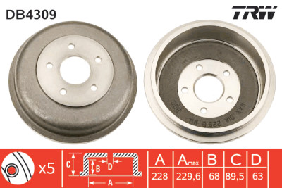 Set di (2) tamburi freno TRW DB4309