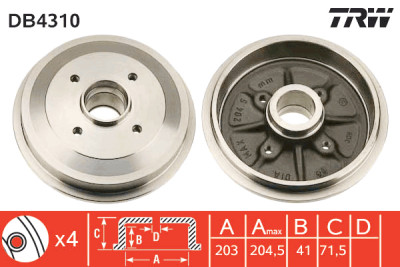 Set di (2) tamburi freno TRW DB4310