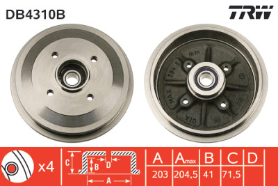 Set di (2) tamburi freno TRW DB4310B