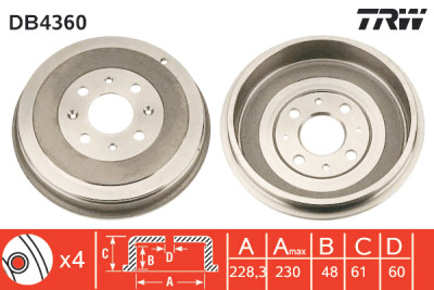 Set di (2) tamburi freno TRW DB4360