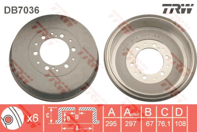 Set di (2) tamburi freno TRW DB7036