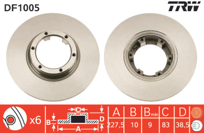 Set di (2) dischi freno TRW DF1005