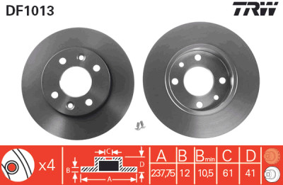 Set di (2) dischi freno TRW DF1013