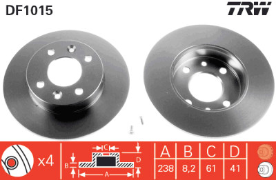 Set di (2) dischi freno TRW DF1015