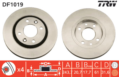 Set di (2) dischi freno TRW DF1019