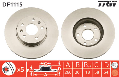 Set di (2) dischi freno TRW DF1115