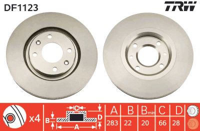 Set di (2) dischi freno TRW DF1123