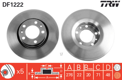 Set di (2) dischi freno TRW DF1222