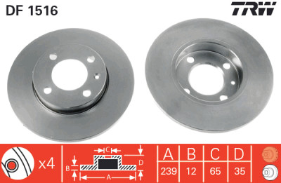 Set di (2) dischi freno TRW DF1516