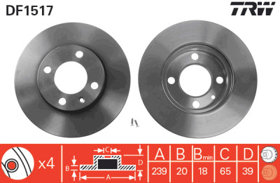 Set di (2) dischi freno TRW DF1517