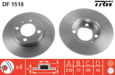 Set di (2) dischi freno TRW DF1518