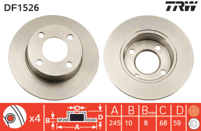 Set di (2) dischi freno TRW DF1526