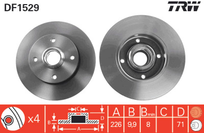 Set di (2) dischi freno TRW DF1529