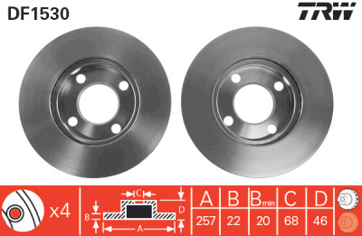 Set di (2) dischi freno TRW DF1530