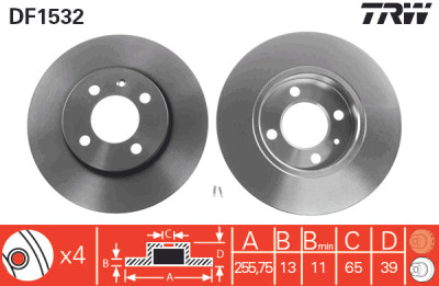 Set di (2) dischi freno TRW DF1532