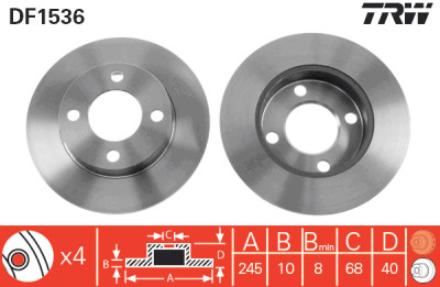 Set di (2) dischi freno TRW DF1536