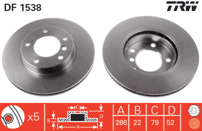 Set di (2) dischi freno TRW DF1538