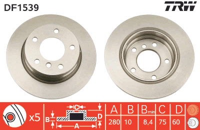 Set di (2) dischi freno TRW DF1539