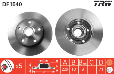 Set di (2) dischi freno TRW DF1540