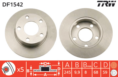 Set di (2) dischi freno TRW DF1542
