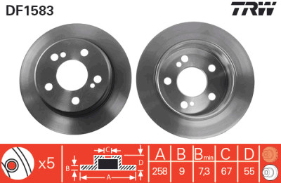 Set di (2) dischi freno TRW DF1583