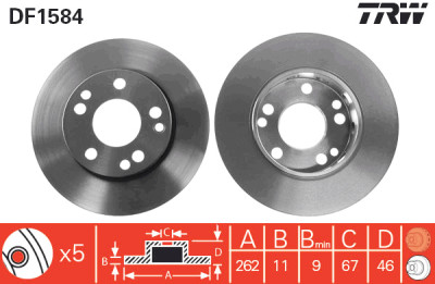 Set di (2) dischi freno TRW DF1584