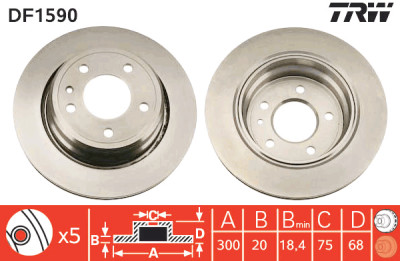 Set di (2) dischi freno TRW DF1590